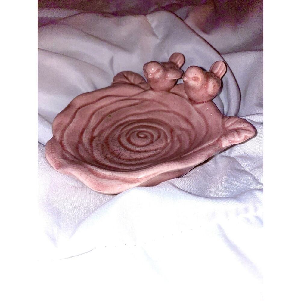PINK ROSE LOVE BIRD ASHTRAY | VINTAGE ASH TRAY FOR CIGARETTE CIGARS